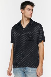 BLACK Satin Checkered Shirt, image 6