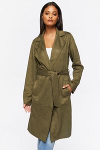 Faux Suede Trench Coat, image 5