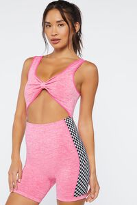 MIAMI PINK Active Checkered Seamless Romper, image 1