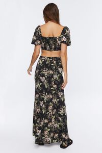 BLACK/MULTI Floral Print Crop Top & Skirt Set, image 3