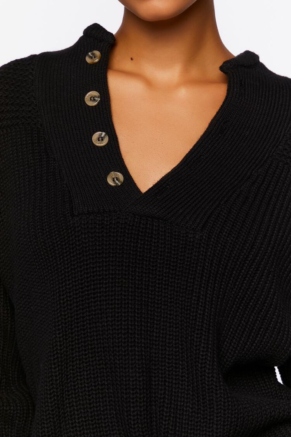 Half-Button Drop-Sleeve Sweater
