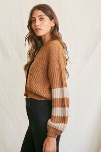 CAMEL/CREAM Striped-Trim Cardigan Sweater, image 2