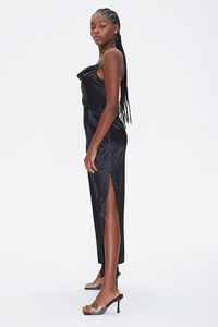 BLACK Satin Cowl Neck Maxi Dress, image 3
