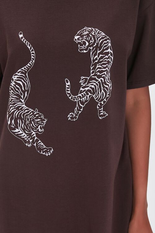 BROWN/WHITE Tiger Graphic T-Shirt Dress, image 5