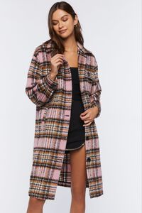 PINK/MULTI Plaid Buttoned Duster Jacket, image 4