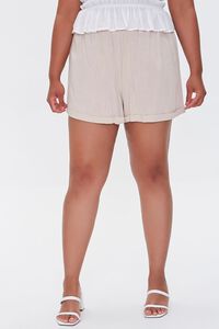 KHAKI Plus Size Smocked Shorts, image 2