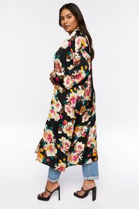 BLACK/MULTI Plus Size Floral Print Kimono, image 2