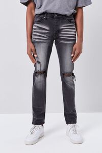 BLACK Distressed Wash Skinny Jeans, image 2