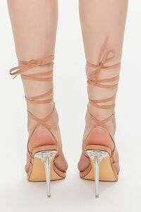NUDE Faux Suede Lace-Up Lucite Heels, image 3