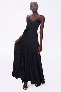 BLACK Ruffle-Trim Maxi Dress, image 1
