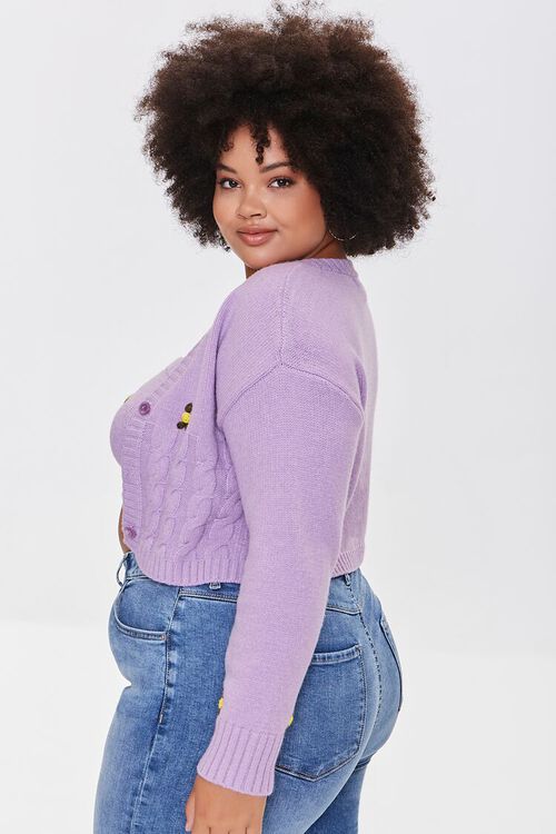 LAVENDER/MULTI Plus Size Floral Cardigan Sweater, image 2