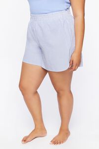 BLUE/WHITE Plus Size Pinstriped Shorts, image 3