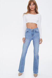 MEDIUM DENIM Lace-Back Flare Jeans, image 1