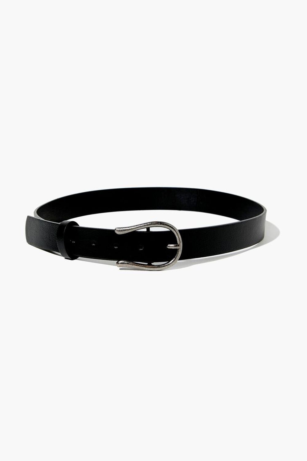 BLACK/SILVER Faux Leather Hip Belt, image 1