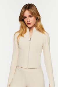 WINTER WHEAT Ribbed Zip-Up Top, image 1