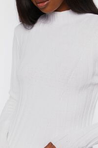 WHITE Ribbed Mock Neck Sweater, image 5