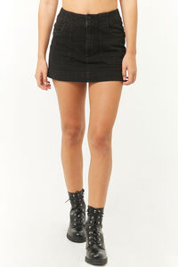 BLACK Mini Denim Skirt, image 2