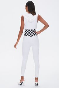 WHITE/BLACK Hooded Checker Jumpsuit, image 3