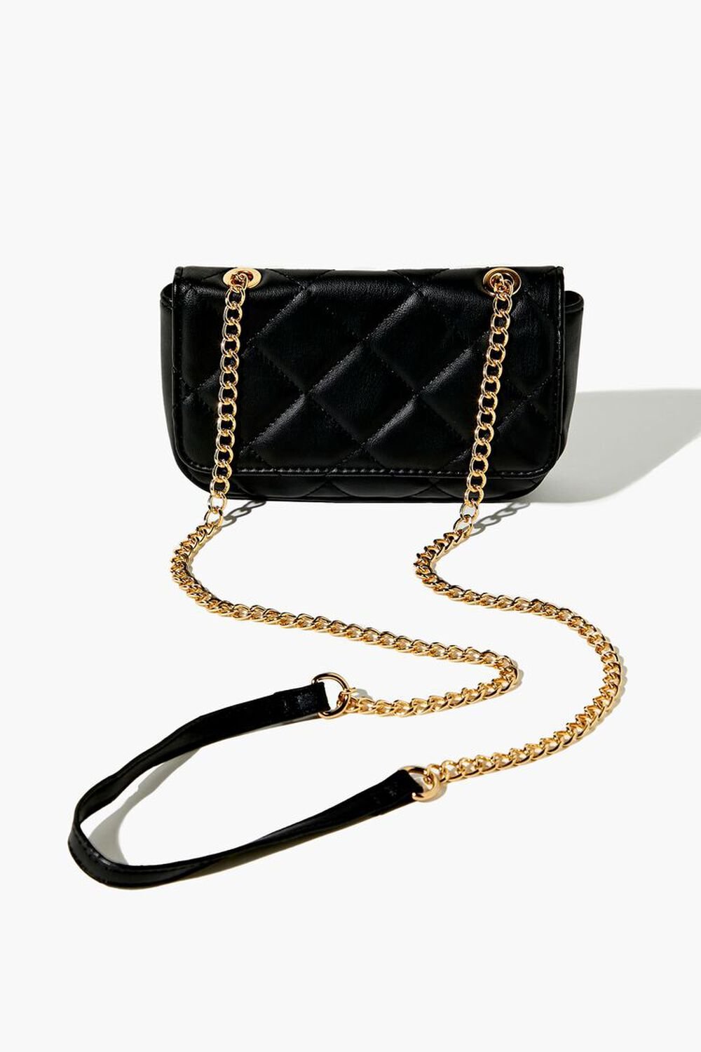 BLACK Quilted Faux Leather Crossbody Bag, image 1
