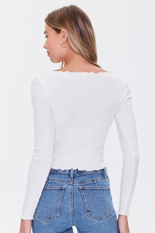 IVORY Ribbed Lettuce-Edge Top, image 3