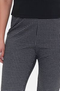 BLACK/WHITE Plus Size Checkered Print Leggings, image 5