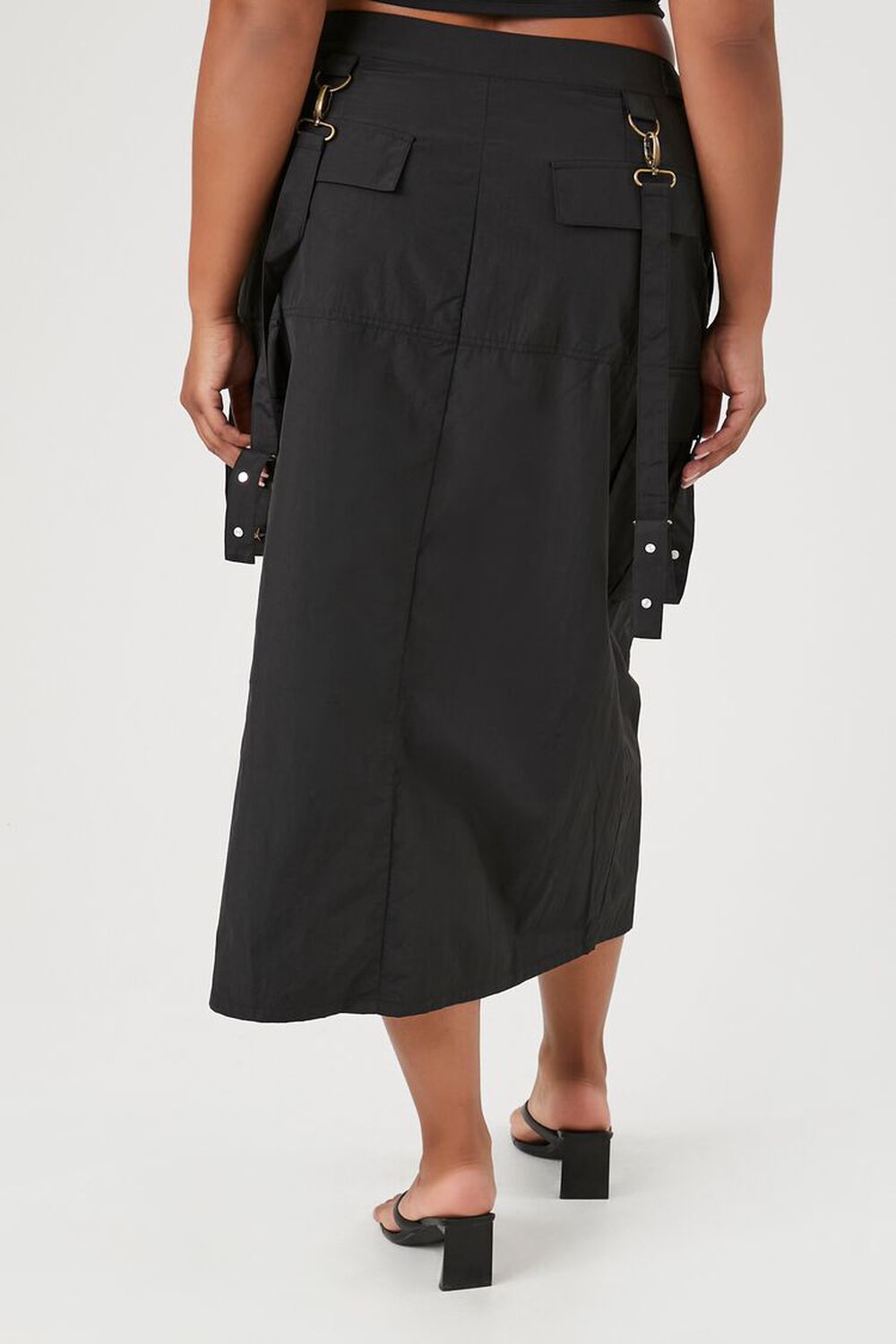 Plus Size Cargo Midi Skirt