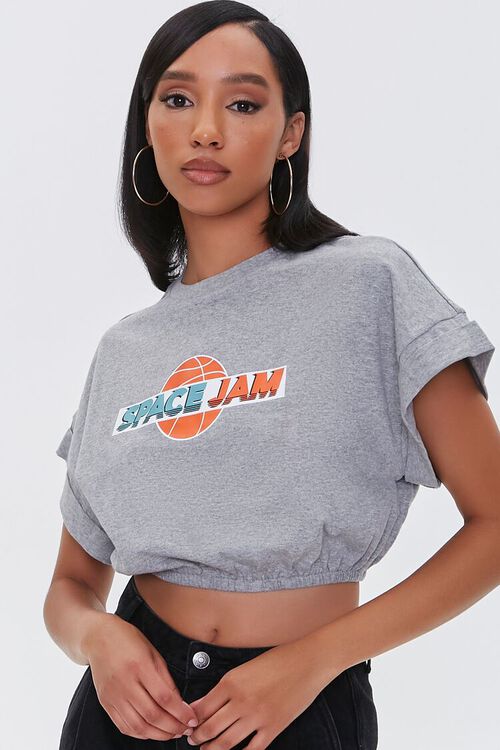 HEATHER GREY/MULTI Space Jam Graphic Cropped Tee, image 1