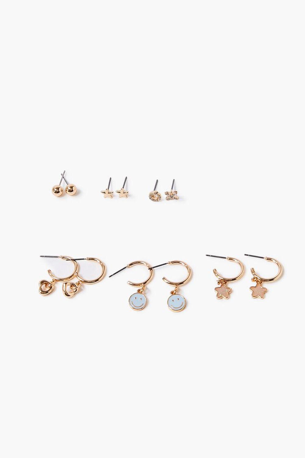 GOLD/BLUE Star Charm Hoop & Stud Earring Set, image 1