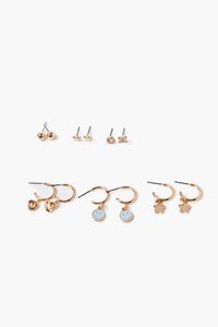 GOLD/BLUE Star Charm Hoop & Stud Earring Set, image 1