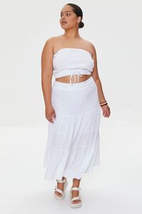 WHITE Plus Size Tiered Maxi Skirt, image 5