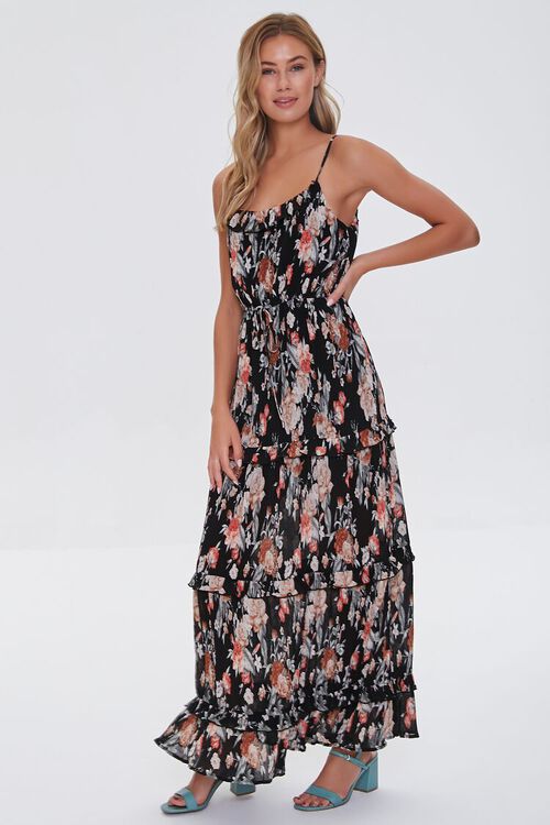 BLACK/MULTI Floral Print Maxi Dress, image 1