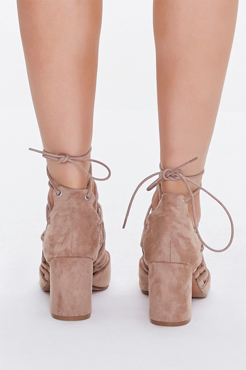 NUDE Faux Suede Lace-Up Block Heels, image 3