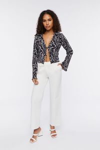 Abstract Print Tie-Front Top, image 4