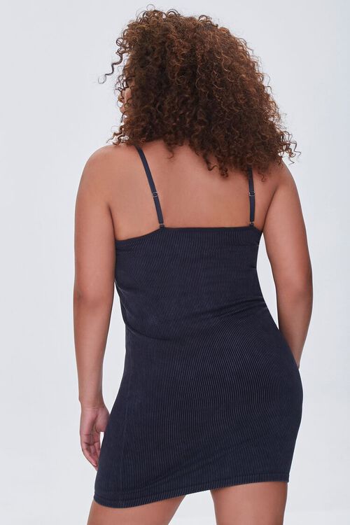 BLACK Plus Size Ribbed Cami Mini Dress, image 3