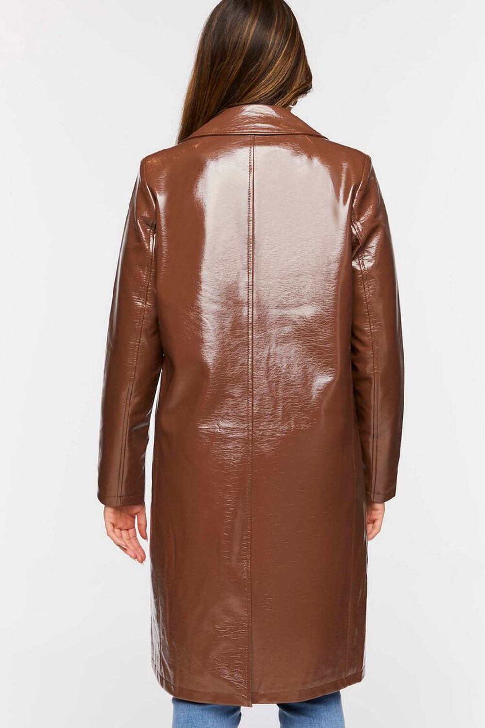 TURKISH COFFEE Faux Patent Leather Trench Coat, image 3