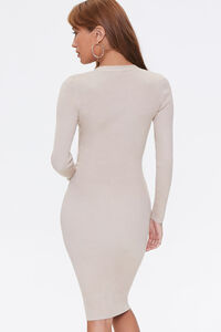 TAUPE Ribbed Sweater-Knit Dress, image 3