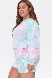 PINK/MULTI Plus Size Daisy Graphic Tie-Dye Pullover, image 2
