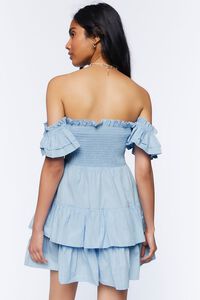 LIGHT BLUE Ruffled Off-the-Shoulder Mini Dress, image 3