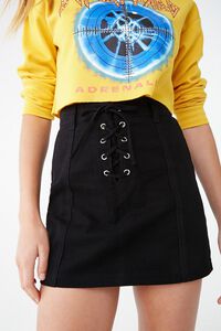 BLACK Lace-Up Mini Skirt, image 1