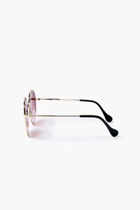 GOLD/RUST Round Ombre Metal Sunglasses, image 3