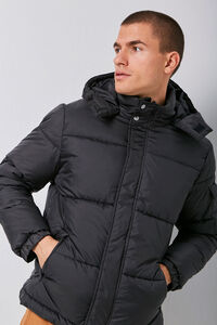 BLACK Hooded Puffer Jacket, image 1