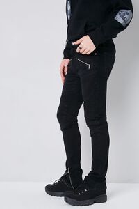 BLACK Stonewash Skinny Moto Jeans, image 3