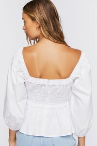 WHITE Peasant-Sleeve Crochet Lace Top, image 3
