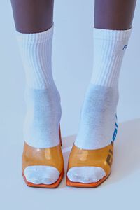 WHITE Embroidered FUBU Crew Socks, image 4