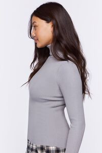 GREY Ribbed Turtleneck Sweater-Knit Top, image 2