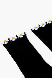 BLACK/WHITE Daisy Floral-Trim Crew Socks, image 3