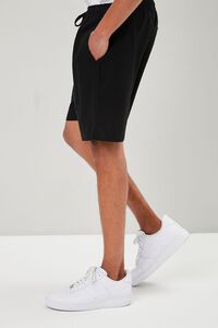 BLACK Drawstring Linen-Blend Shorts, image 3