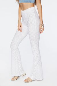 WHITE Pointelle High-Rise Flare Pants, image 3