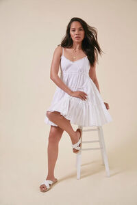 WHITE Tiered Fit & Flare Mini Dress, image 6