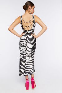 WHITE/BLACK Satin Zebra Print Midi Dress, image 3